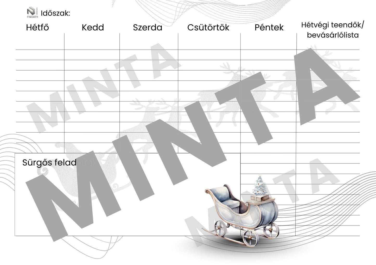 DEER MOOD- nyomtatható heti tervező