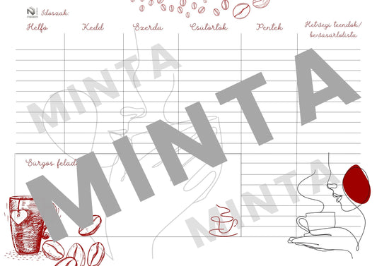 COFFEE ART RED ENERGY -  nyomtatható heti tervező