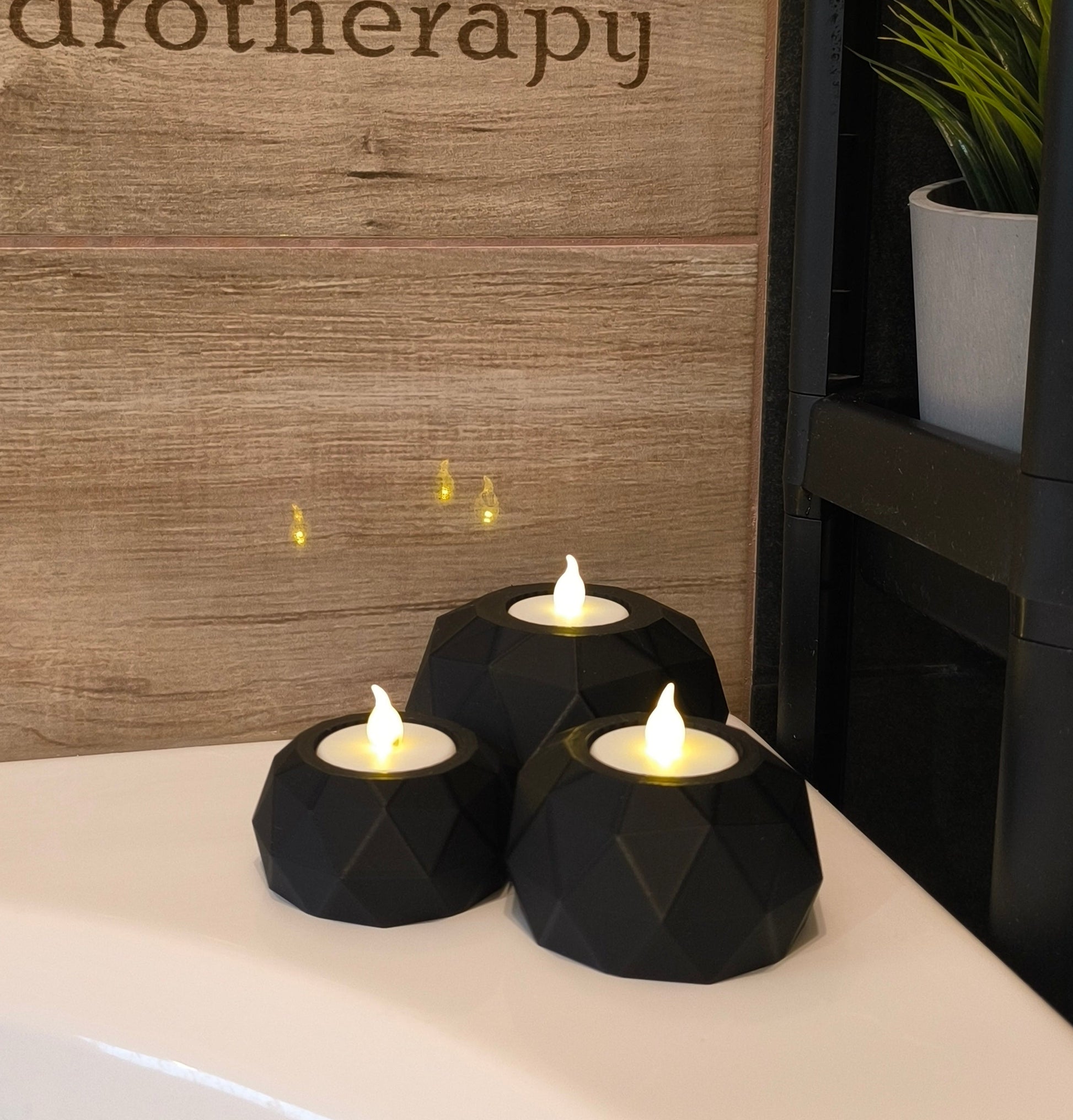 Fekete 3D nyomatott mécsestartó szett