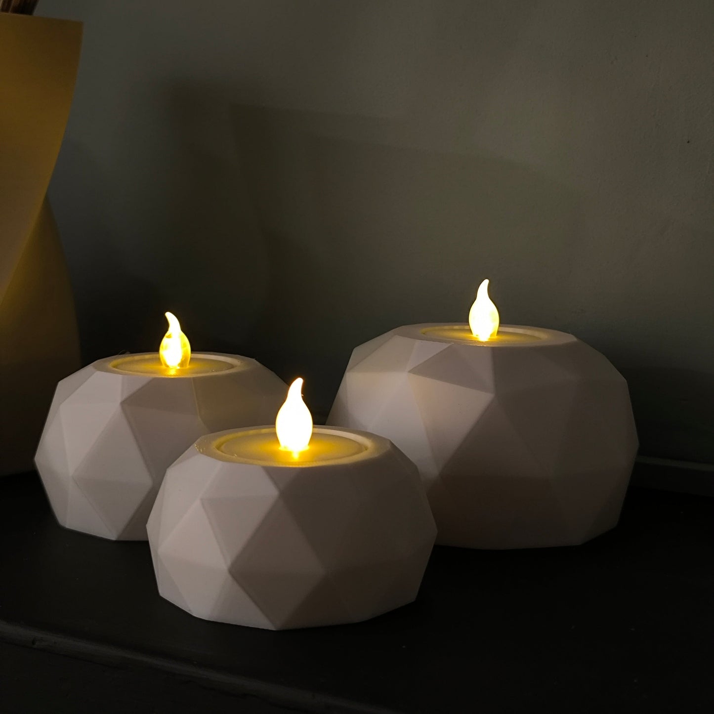 Polygon LED mécsestartó szett LED mécsesekkel