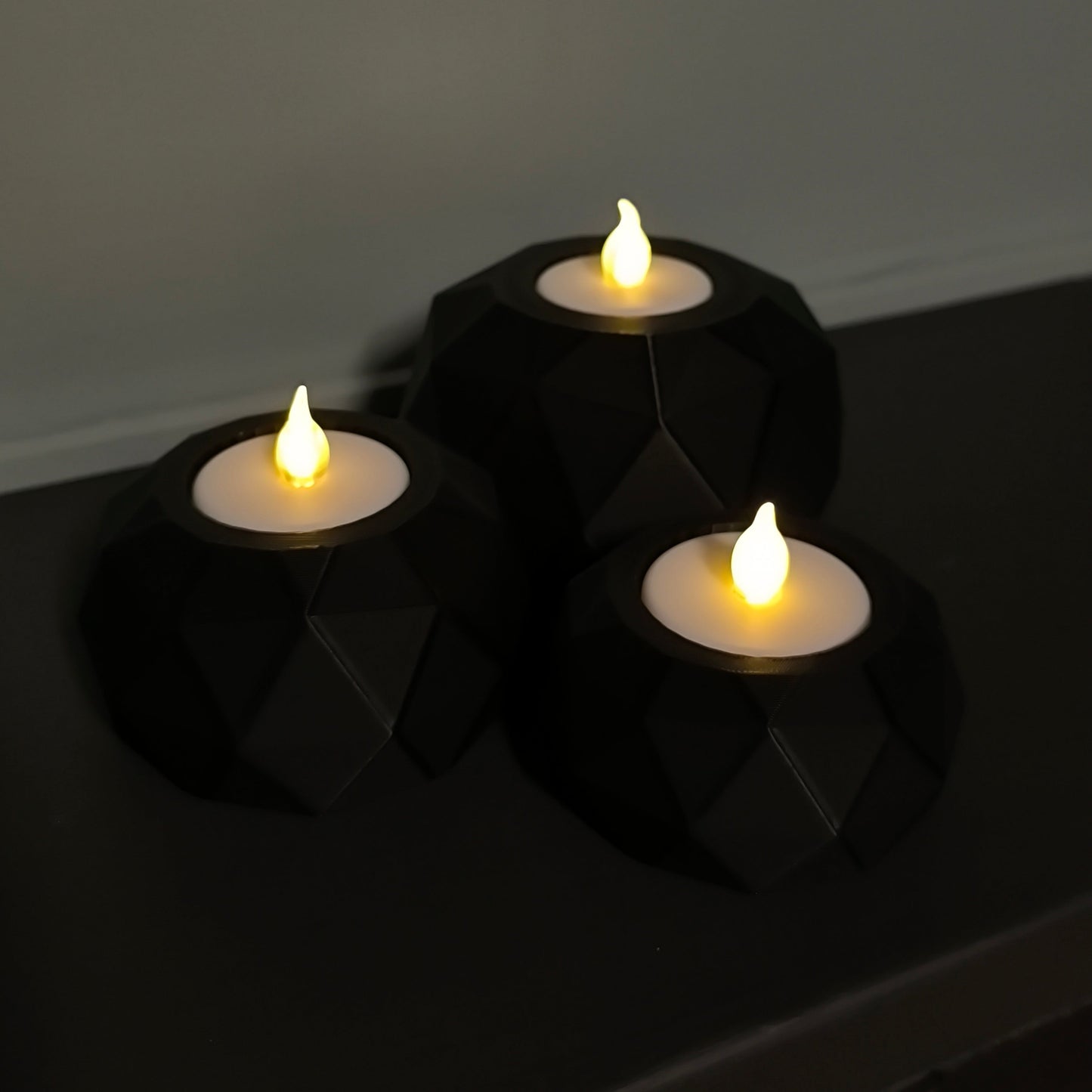 Polygon LED mécsestartó szett LED mécsesekkel