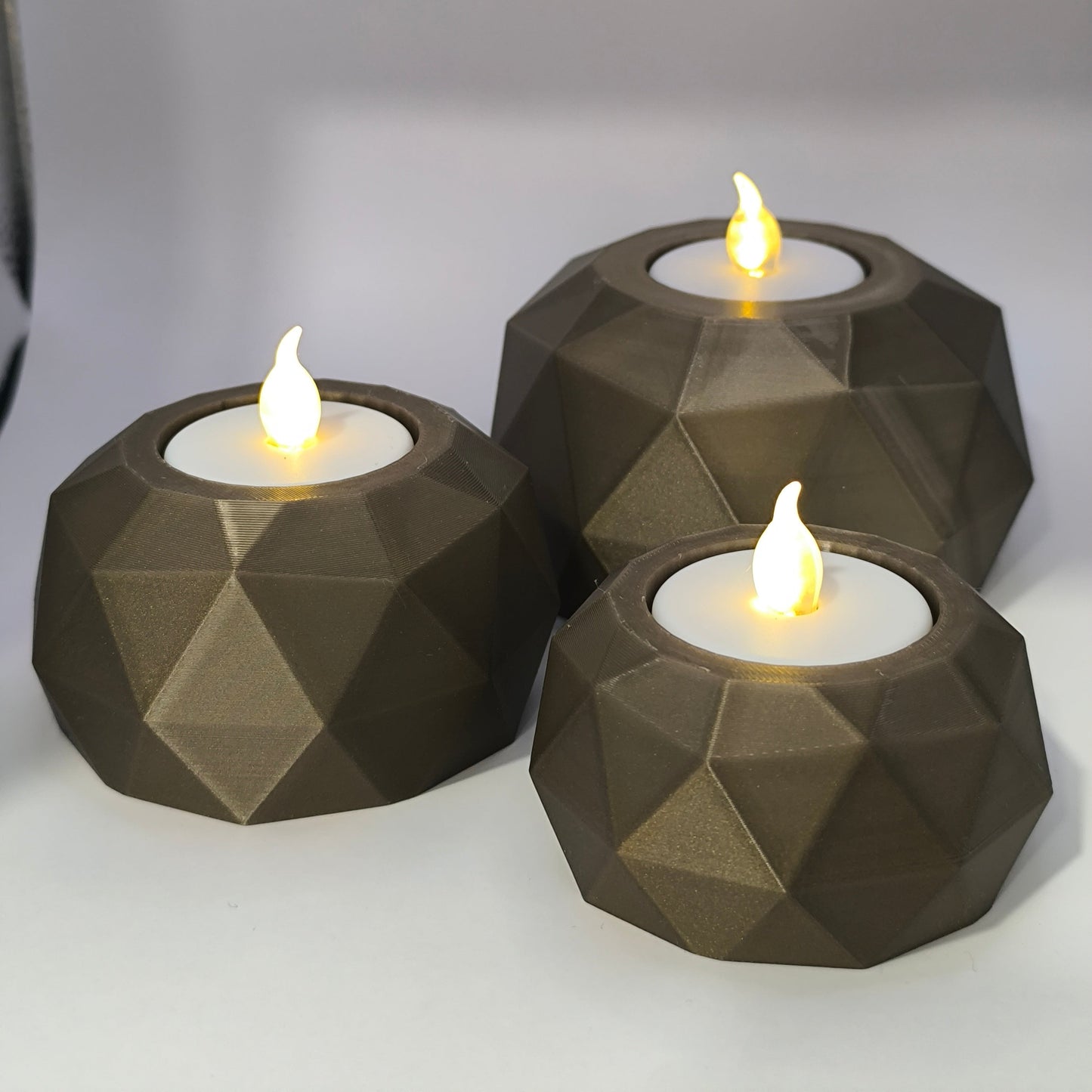 Polygon LED mécsestartó szett LED mécsesekkel