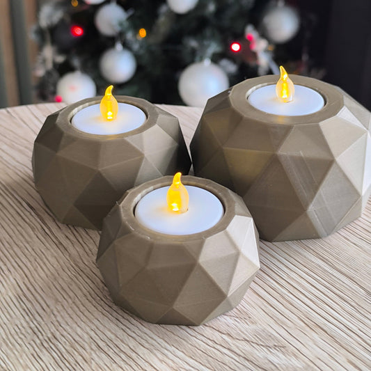 Polygon LED mécsestartó szett LED mécsesekkel