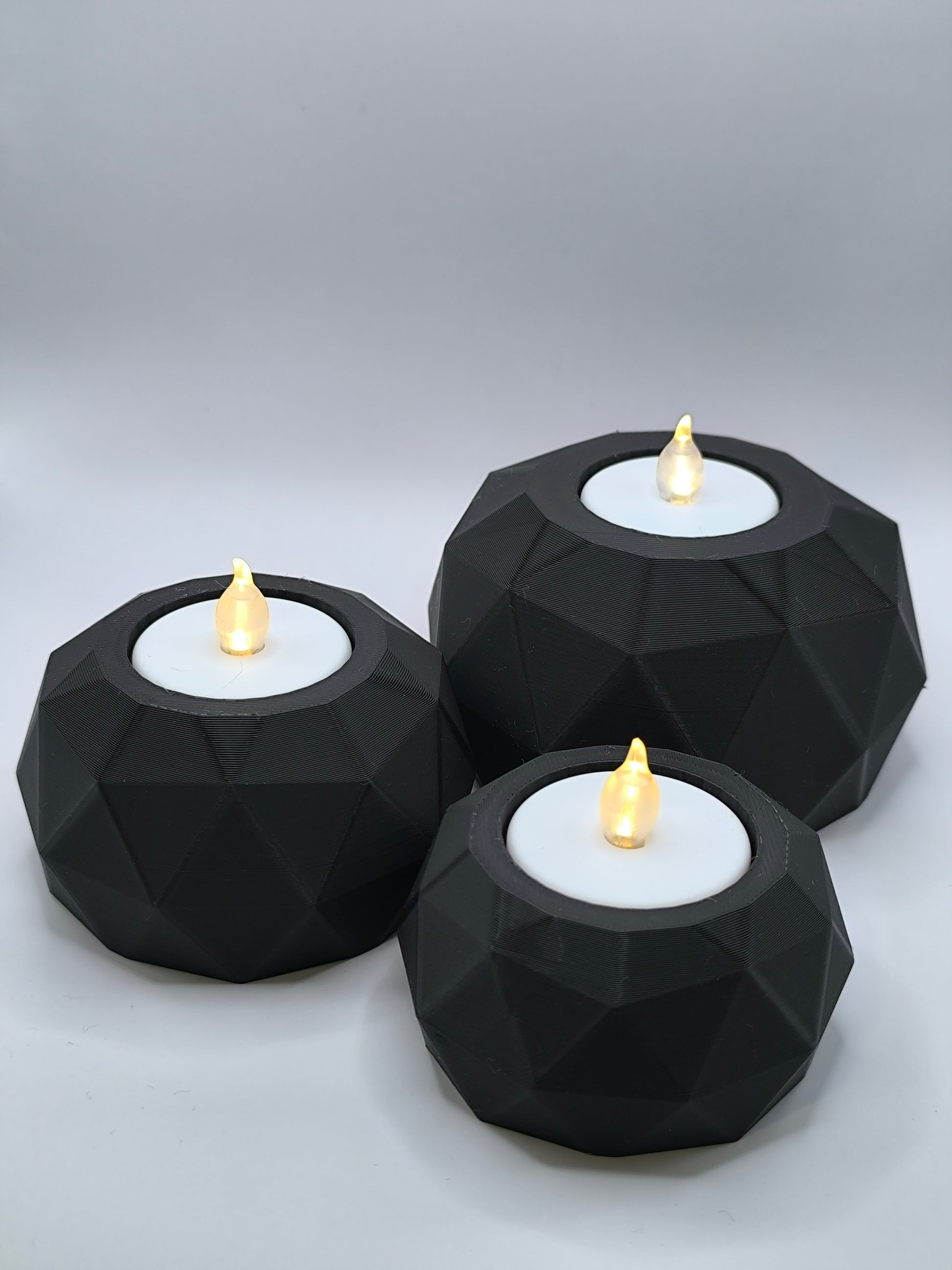 Fekete 3D nyomtatott mécsestartó szett
