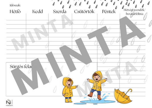 Rainy, but happy -  nyomtatható heti tervező